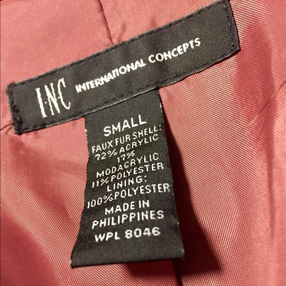 INC INTERNATIONAL CONCEPTS BURGUNDY FUR JACKET - Picture 7 of 7